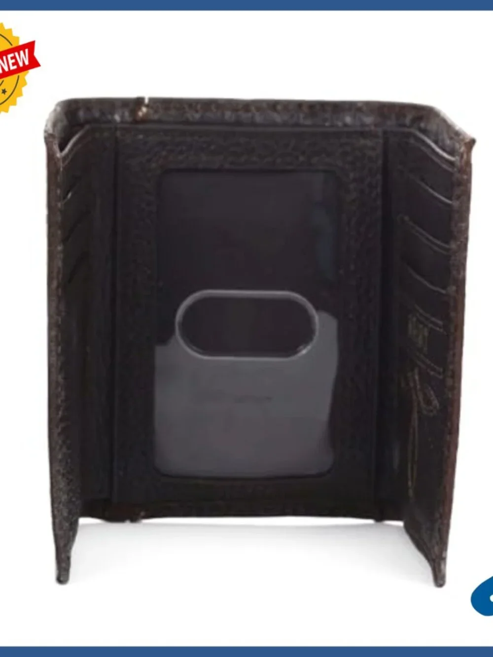 Genuine Leather Trifold Wallet with ID Window and 9 Pockets